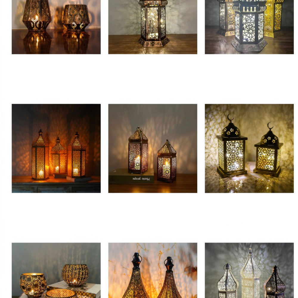 Candle Holder Decor - فانوس شموع مغربي ريفي من الحديد،