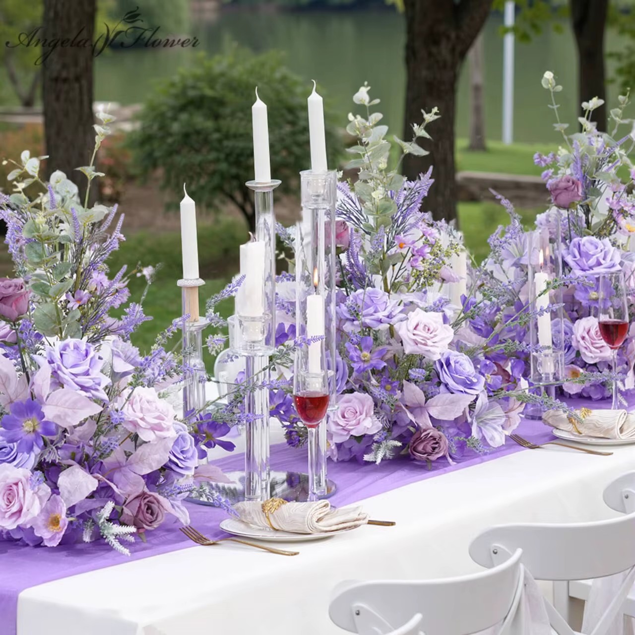 Table Runner - A8966 باقة زهور حمراء قائمة بذاتها،