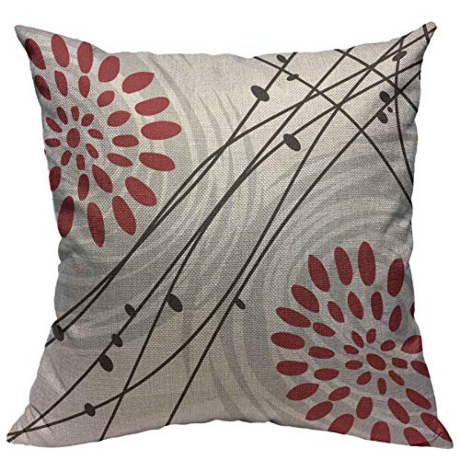 Throw Pillow - أغطية وسائد زخرفية بتصميم زهور حمراء