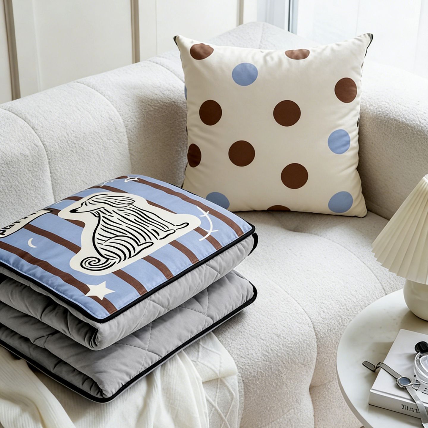 بطانية وسادة مخططة بنقشة كلب ل - مراجعة Throw Pillow وسعره